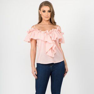 Pink ruffled top